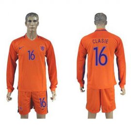 Holland #16 Clasie Home Long Sleeves Soccer Country Jersey