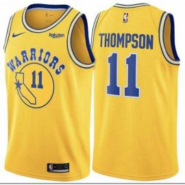 Mens Nike Golden State Warriors #11 Klay Thompson Gold Throwback NBA Swingman Hardwood Classics Jersey