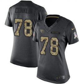 Nike Tennessee Titans #78 Jack Conklin Black Womens Stitched NFL Limited 2016 Salute to Service Jersey