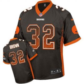 Nike Cleveland Browns #32 Jim Brown Brown Team Color Mens Stitched NFL Elite Drift Fashion Jersey