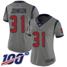 Nike Houston Texans #31 David Johnson Gray Womens Stitched NFL Limited Inverted Legend 100th Season Jersey