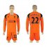 Liverpool #22 Mignolet Orange Goalkeeper Long Sleeves Soccer Club Jersey