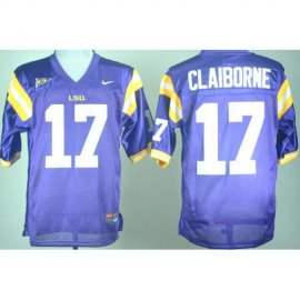 LSU Tigers 17# Morris Claiborne Purple College Football NCAA Jersey