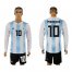 Argentina #10 Maradona Home Long Sleeves Soccer Country Jersey
