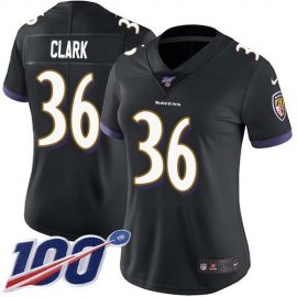 Nike Baltimore Ravens #36 Chuck Clark Black Alternate Womens Stitched NFL 100th Season Vapor Untouchable Limited Jersey