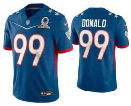 Mens Los Angeles Rams #99 Aaron Donald Blue 2022 Pro Bowl Vapor Untouchable Stitched Limited Jersey