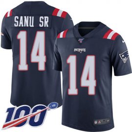 Nike New England Patriots #14 Mohamed Sanu Sr Navy Blue Mens Stitched NFL Limited Rush 100th Season Jersey