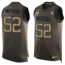 Nike Green Bay Packers #52 Clay Matthews Green Mens Stitched NFL Limited Salute To Service Tank Top Jersey