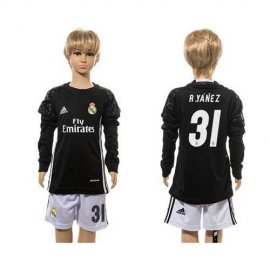 Real Madrid #31 R.Yanez Black Goalkeeper Long Sleeves Kid Soccer Club Jersey