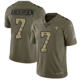 Nike New Orleans Saints #7 Morten Andersen Olive/Camo Mens Stitched NFL Limited 2017 Salute To Service Jersey