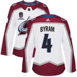 Adidas Colorado Avalanche #4 Bowen Byram White Womens 2022 Stanley Cup Champions Road Authentic Stitched NHL Jersey Womens