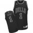 Chicago Bulls 1 Derrick Rose Black and White Fashion Jersey Cheap