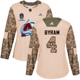 Adidas Colorado Avalanche #4 Bowen Byram Camo Authentic Womens 2022 Stanley Cup Champions Veterans Day Stitched NHL Jersey Womens
