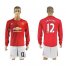 Manchester United #12 Smalling Red Home Long Sleeves Soccer Club Jersey