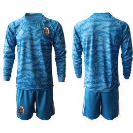 Mexico Blank Blue Long Sleeves Goalkeeper Soccer Country Jersey