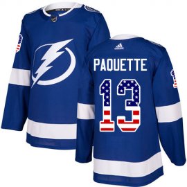 Adidas Tampa Bay Lightning #13 Cedric Paquette Blue Home Authentic USA Flag Stitched NHL Jersey