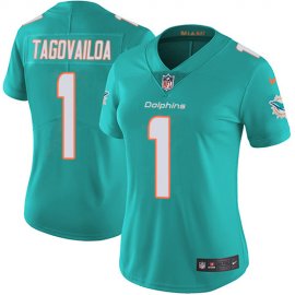 Nike Miami Dolphins #1 Tua Tagovailoa Aqua Green Team Color Womens Stitched NFL Vapor Untouchable Limited Jersey