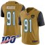 Nike Jacksonville Jaguars #91 Yannick Ngakoue Gold Mens Stitched NFL Limited Rush 100th Season Jersey