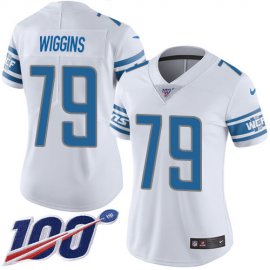 Nike Detroit Lions #79 Kenny Wiggins White Womens Stitched NFL 100th Season Vapor Untouchable Limited Jersey