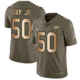 Nike Kansas City Chiefs #50 Willie Gay Jr. Olive/Gold Youth Stitched NFL Limited 2017 Salute To Service Jersey