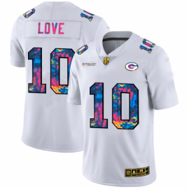 Green Bay Packers #10 Jordan Love Mens White Nike Multi-Color 2020 NFL Crucial Catch Limited NFL Jersey