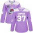 Adidas Colorado Avalanche #37 J.T. Compher Purple Womens 2022 Stanley Cup Final Patch Authentic Fights Cancer Stitched NHL Jersey Womens