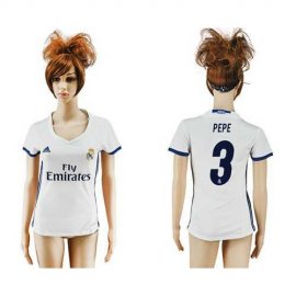 Womens Real Madrid #3 Pepe Home Soccer Club Jersey