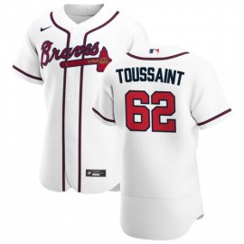 Atlanta Braves #62 Touki Toussaint Mens Nike White Home 2020 Authentic Player MLB Jersey