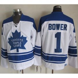 Toronto Maple Leafs #1 Johnny Bower White CCM Throwback Third Stitched NHL Jersey