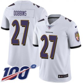 Nike Baltimore Ravens #27 J.K. Dobbins White Youth Stitched NFL 100th Season Vapor Untouchable Limited Jersey