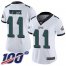 Nike Philadelphia Eagles #11 Carson Wentz White Womens Stitched NFL 100th Season Vapor Limited Jersey