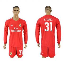 Real Madrid #31 R.Yanez Red Goalkeeper Long Sleeves Soccer Club Jersey
