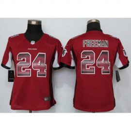 Nike Atlanta Falcons #24 Devonta Freeman Red Team Color Womens Stitched NFL Elite Strobe Jersey