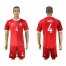 Danmark #4 Agger Red Home Soccer Country Jersey