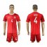 Danmark #4 Agger Red Home Soccer Country Jersey