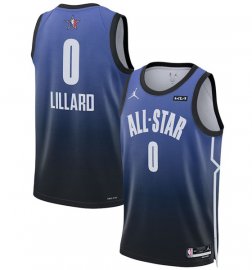 Mens 2023 All-Star #0 Damian Lillard Blue Game Swingman Stitched Basketball Jersey