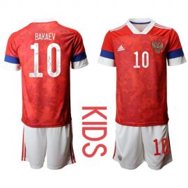 Russia #10 Bakaev Home Kid Soccer Country Jersey