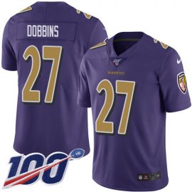 Nike Baltimore Ravens #27 J.K. Dobbins Purple Youth Stitched NFL Limited Rush 100th Season Jersey
