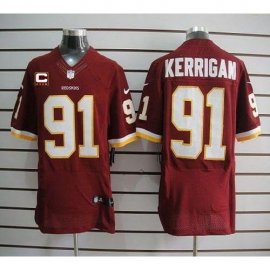 Nike Washington Football Team #91 Ryan Kerrigan Burgundy Red Team Color With C Patch Mens Stitched NFL Elite Jersey