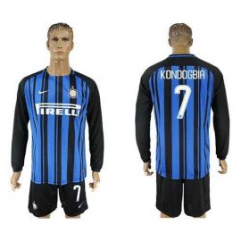 Inter Milan #7 Kondogbia Home Long Sleeves Soccer Club Jersey