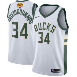 Nike Milwaukee Bucks #34 Giannis Antetokounmpo Mens 2021 NBA Finals Bound Swingman Association Edition Jersey White Youth