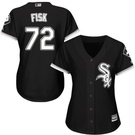 Chicago White Sox #72 Carlton Fisk Black Alternate Womens Stitched MLB Jersey