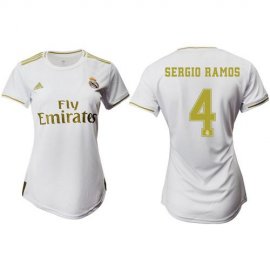 Womens Real Madrid #4 Sergio Ramos Home Soccer Club Jersey