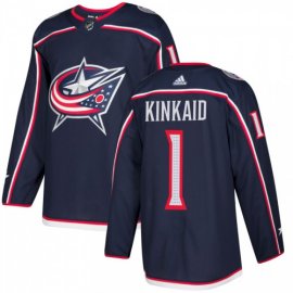 Adidas Columbus Blue Jackets #1 Keith Kinkaid Navy Blue Home Authentic Stitched NHL Jersey