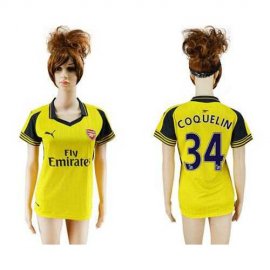 Womens Arsenal #34 Coquelin Away Soccer Club Jersey