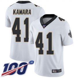 Nike New Orleans Saints #41 Alvin Kamara White Mens Stitched NFL 100th Season Vapor Limited Jersey