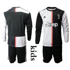 Juventus Blank Home Long Sleeves Kid Soccer Club Jersey