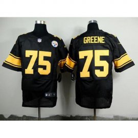 Nike Pittsburgh Steelers #75 Joe Greene Black(Gold No.) Mens Stitched NFL Elite Jersey