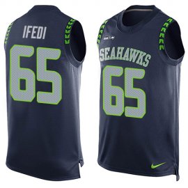Nike Seattle Seahawks #65 Germain Ifedi Steel Blue Team Color Mens Stitched NFL Limited Tank Top Jersey