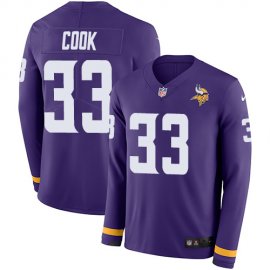 Nike Minnesota Vikings #33 Dalvin Cook Purple Team Color Mens Stitched NFL Limited Therma Long Sleeve Jersey